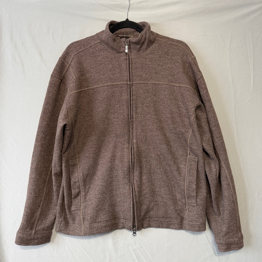 Tiger Woods Nike Mens 100% Wool Full Zip Golf Jacket Size Large Brown Outdoors